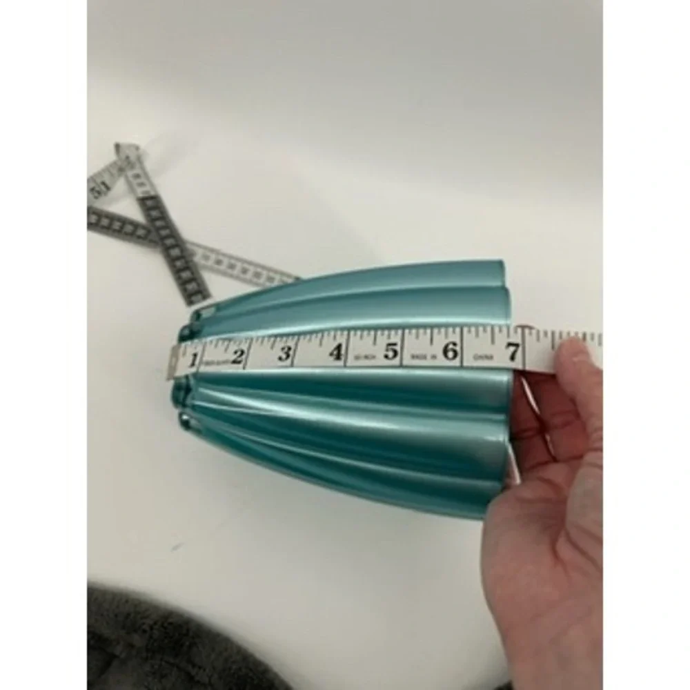 Teleflora Gift Vase Teal Green‎ Ribbed Scalloped Flower Holder Home Decor